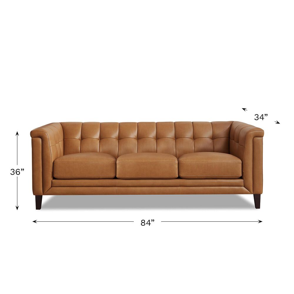 Hydeline Arvo Stationary Leather Sofa in Cognac Brown, , large