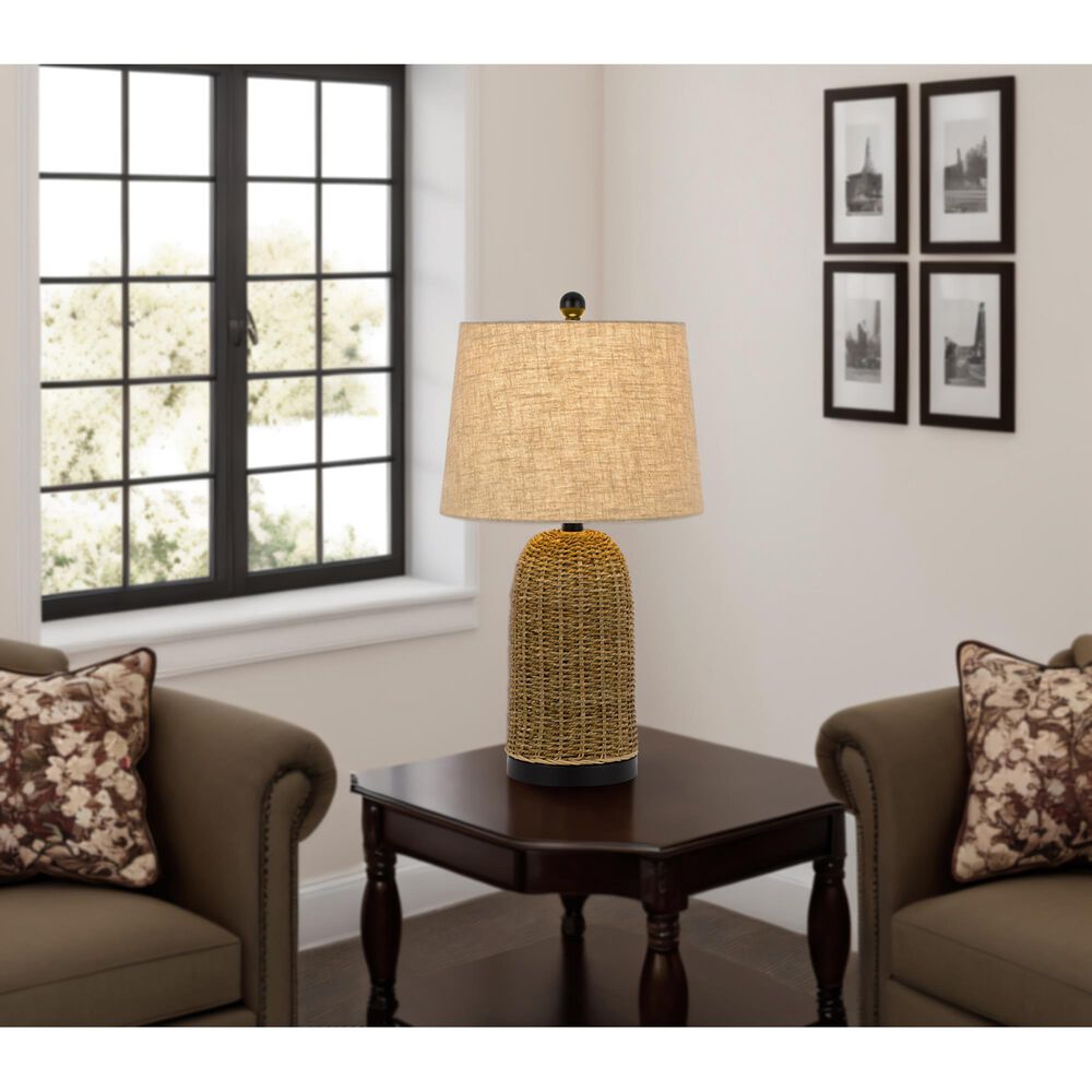Cal Lighting Indio Wicker Basket Table Lamp in Brown and Black, , large