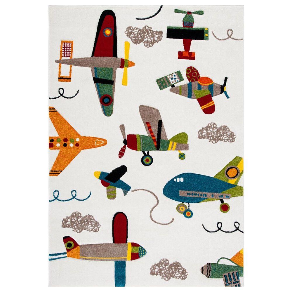 Safavieh Carousel Outer Space 3"3" x 5"3" Ivory and Blue Kids  Area Rug, , large