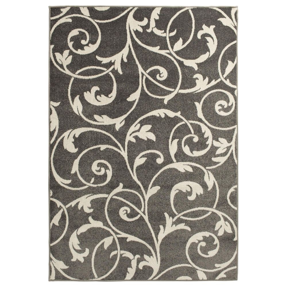 Central Oriental Terrace Tropic Macala 5" x 7"3" Stone and Snow Area Rug, , large