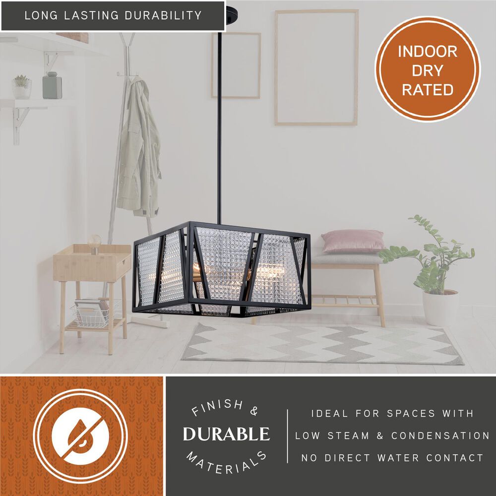 Vaxcel Oslo 4-Light Pendant in Black and Natural Brass, , large