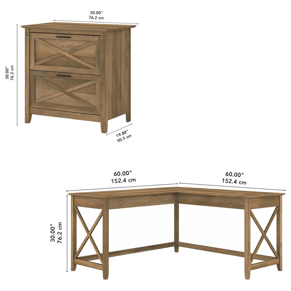 Bush Key West 2 Piece LShaped Desk Set in Reclaimed Pine Nebraska