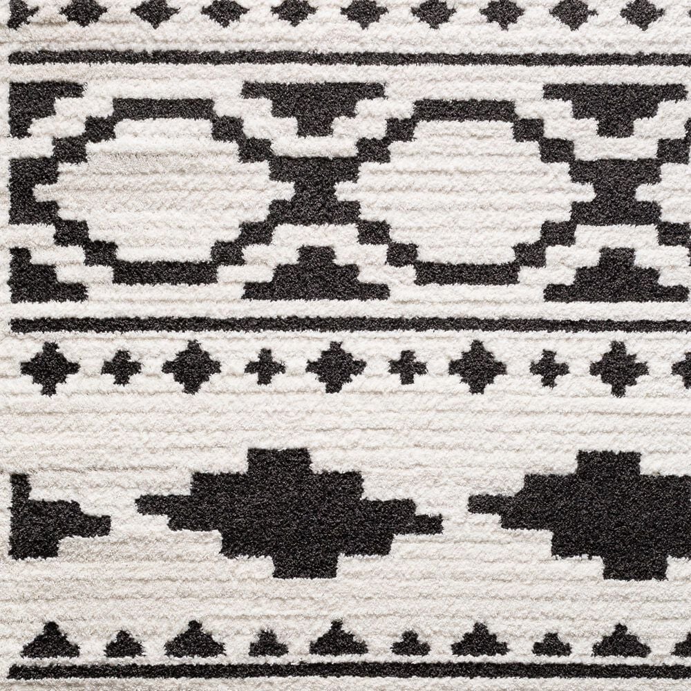 Surya Moroccan Shag MCS-2305 6&#39;7&quot; x 9&#39;6&quot; Black and White Area Rug, , large