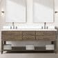 Lexora Home Norwalk 80" Double Bathroom Vanity in Grey Oak with White Cultured Marble Top and Rectangle Sink, , large