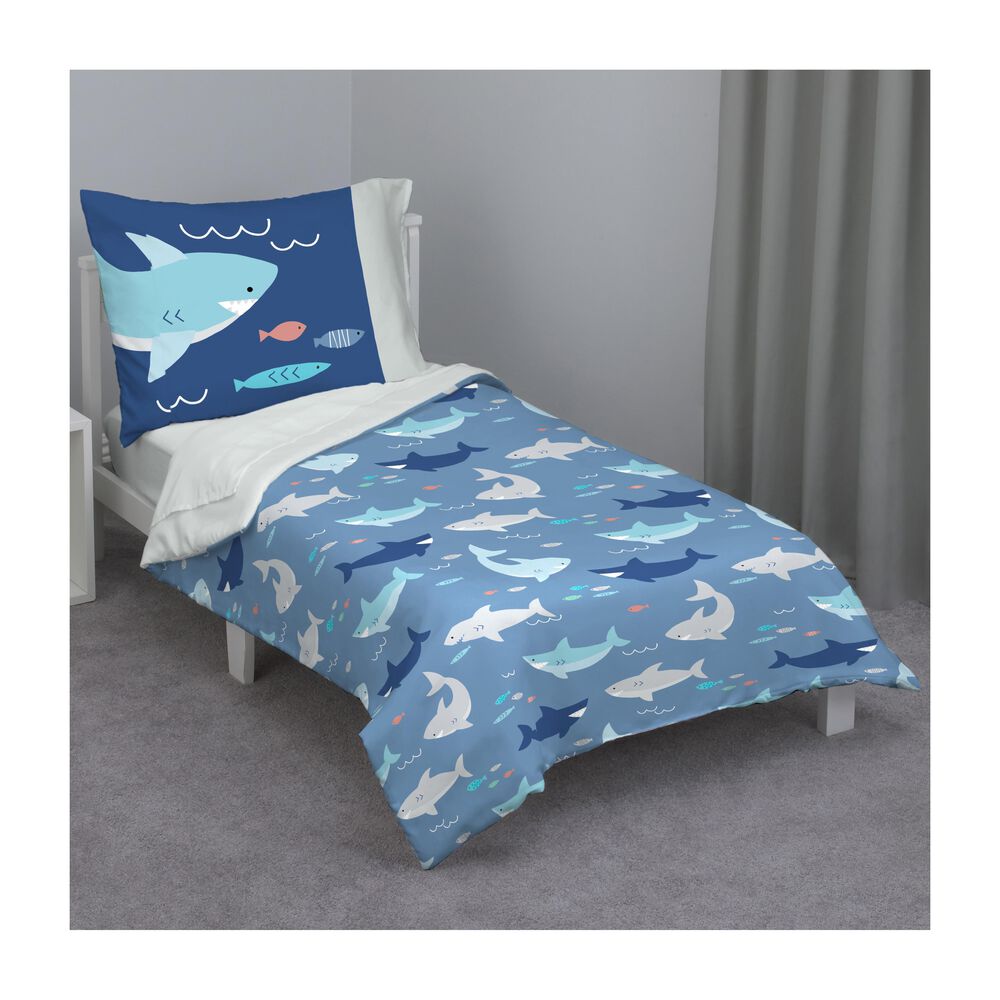 Crown Crafts Shark 4 Piece Toddler Bed Set , , large