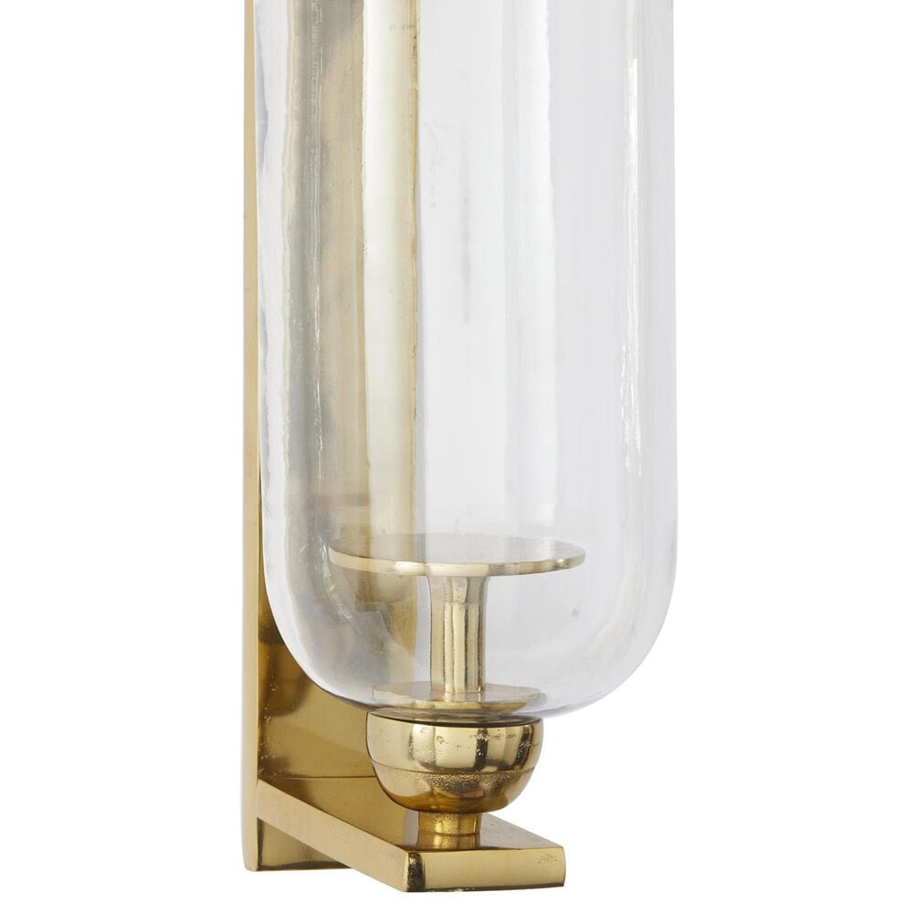 Maple and Jade 16&quot; Single Indoor/Outdoor Wall Mount Candle Holder in Polished Gold and Clear, , large