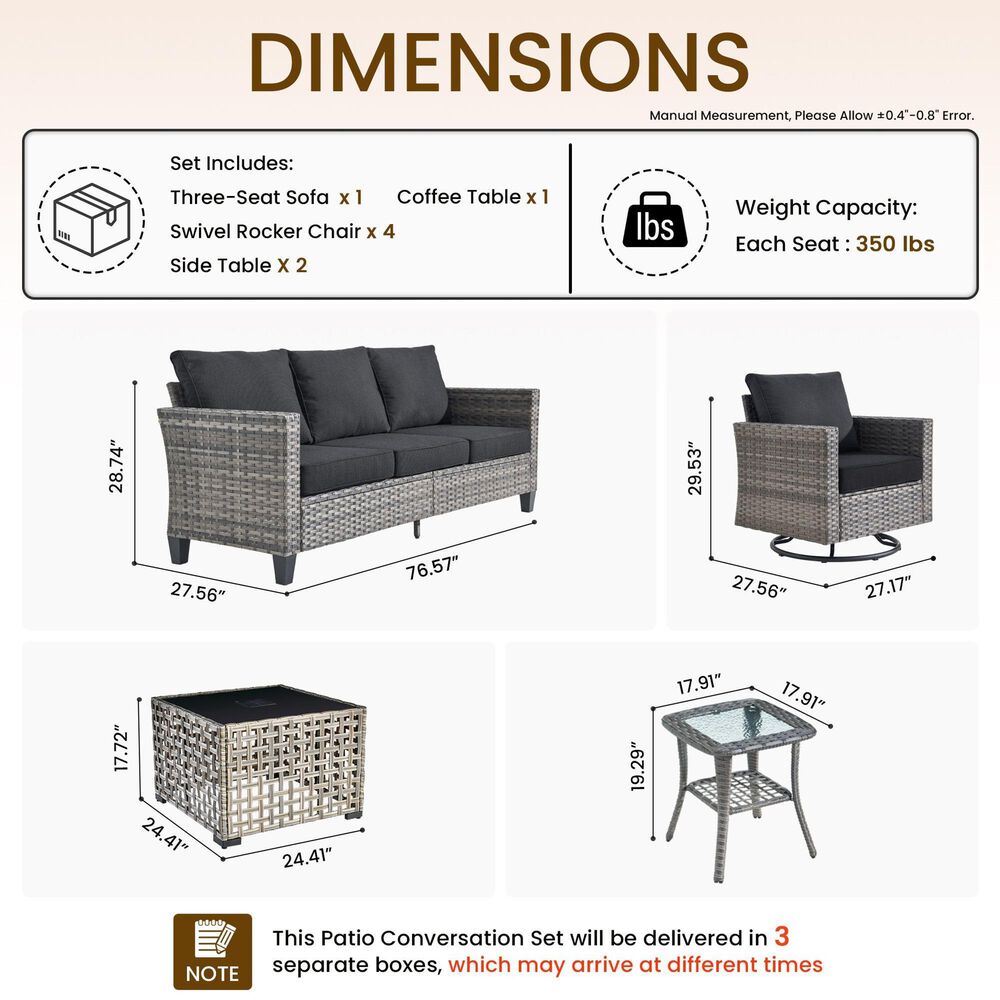 HOMLUX 8-Piece Outdoor Patio Furniture Set in Black, , large