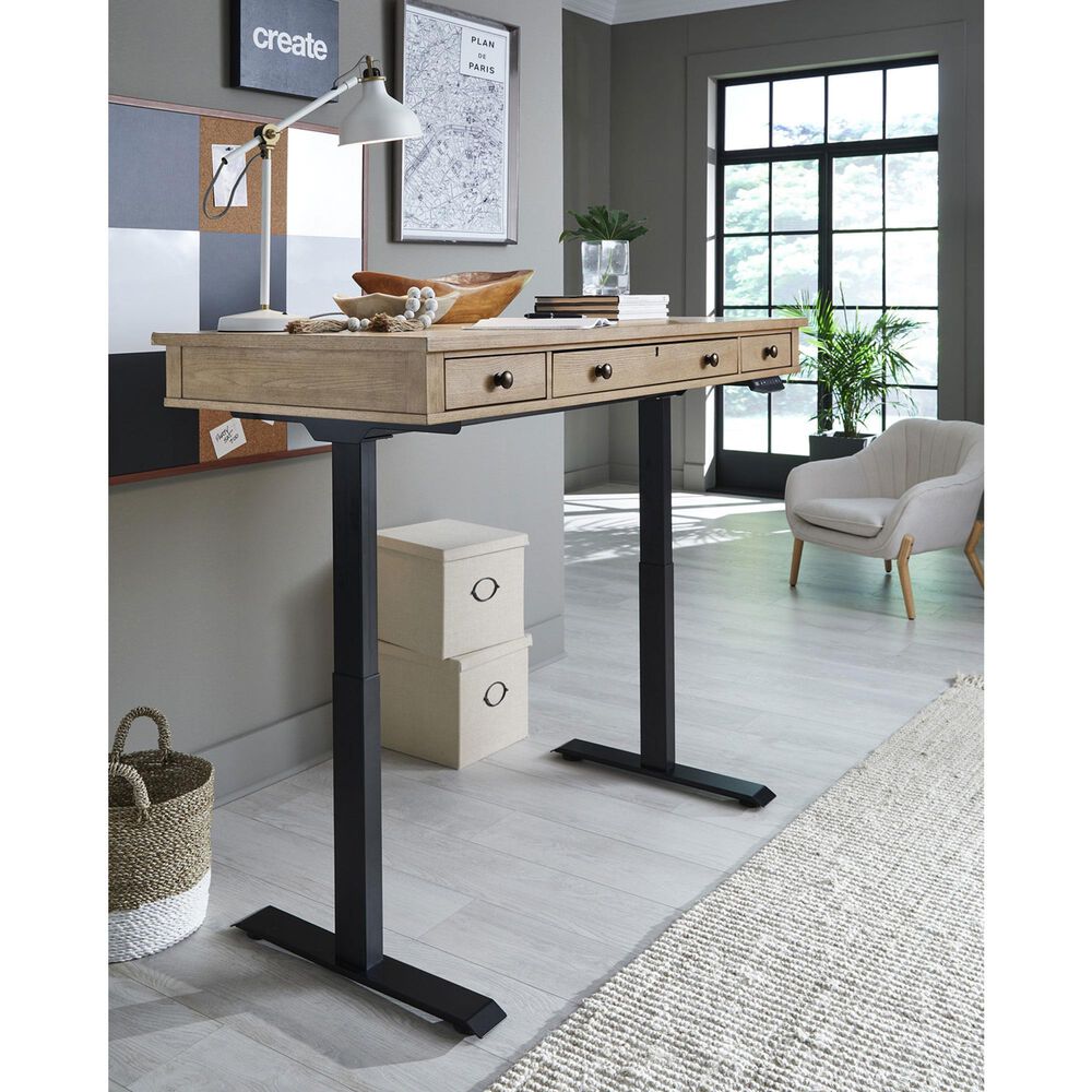 Riva Ridge Emerson 60&quot; Sit and Stand Desk in Light Elm and Black, , large