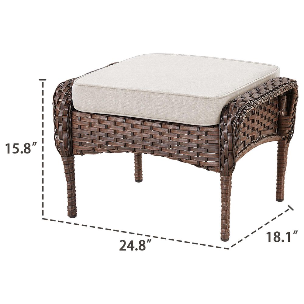 Hearth and Haven Patio Wicker Ottoman with Brown Rattan in Beige (Set of 2), , large