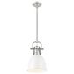 Golden Lighting Duncan 1-Light Small Pendant with Rod and Matte White Shade in Pewter, , large