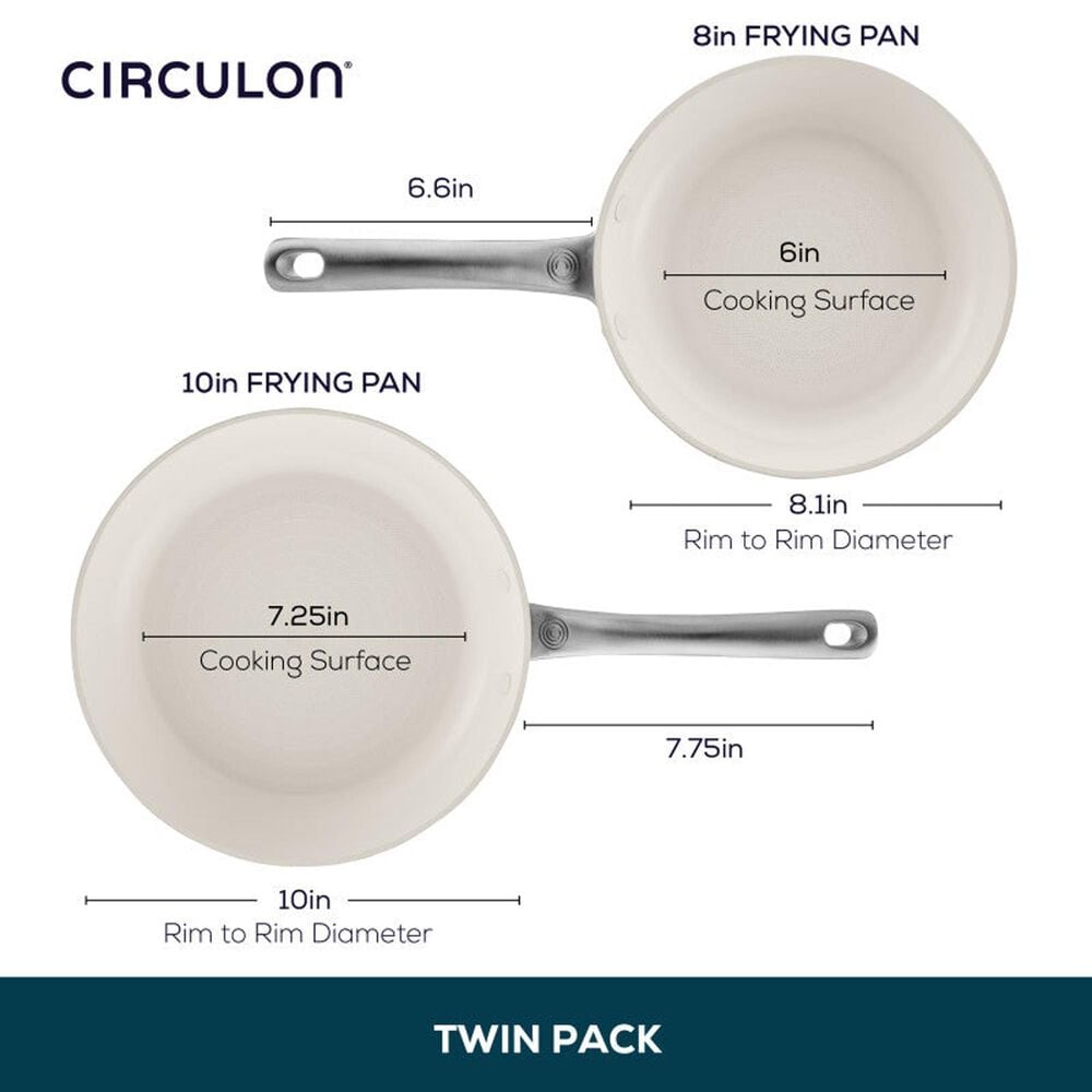 Circulon 2-Piece Ceramic Nonstick Skillet Set in Pearl White, , large