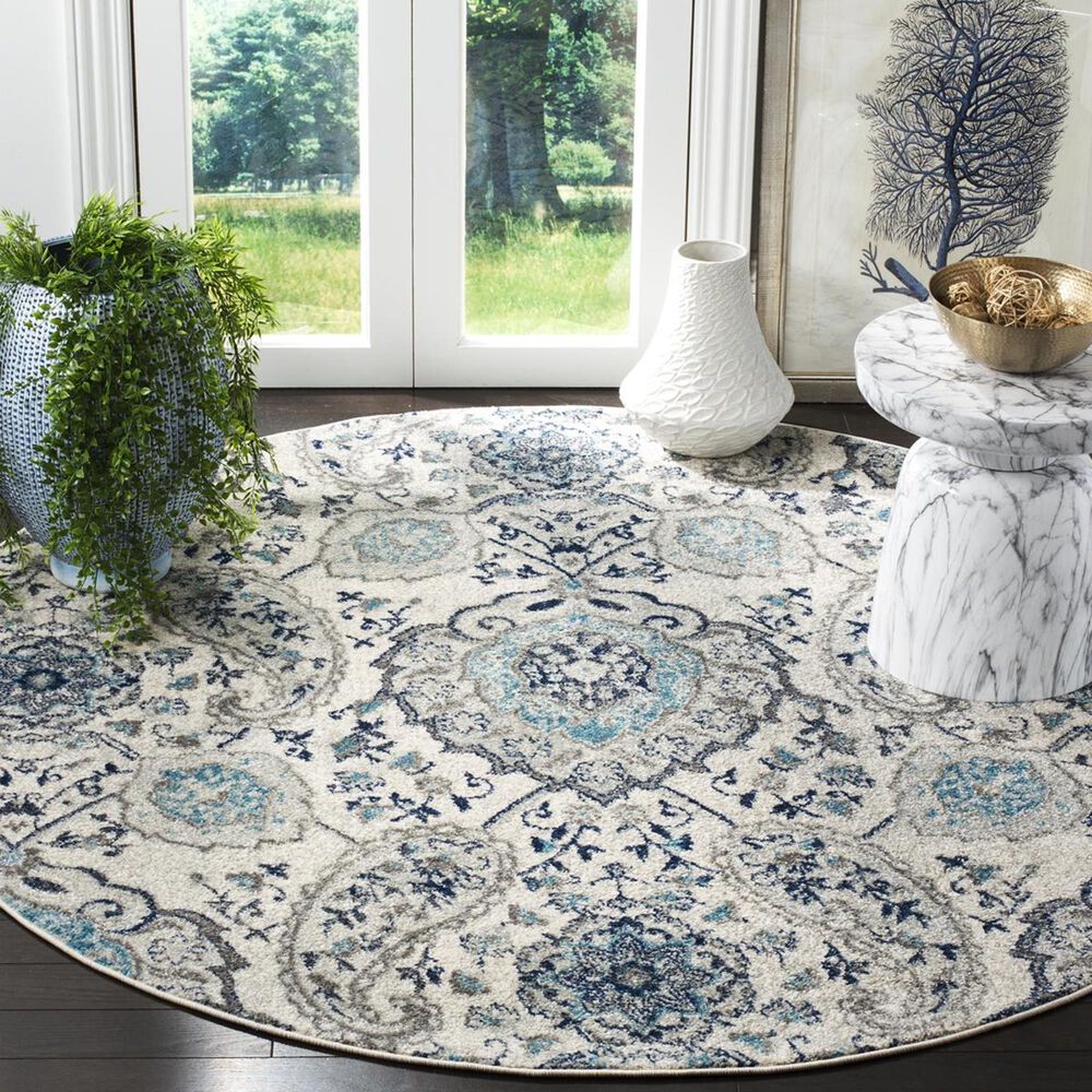 Safavieh Madison MAD600C 4&#39; Round Cream and Light Grey Area Rug, , large