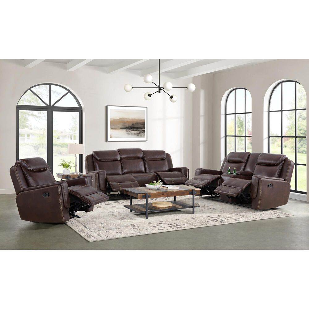 Mayberry Hill Panther Manual Reclining Loveseat in Neono Brown, , large