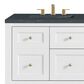 James Martin Vanities Breckenridge 60" Double Bathroom Vanity in Bright White with 3 cm Charcoal Soapstone Quartz Top and Rectangular Sinks, , large