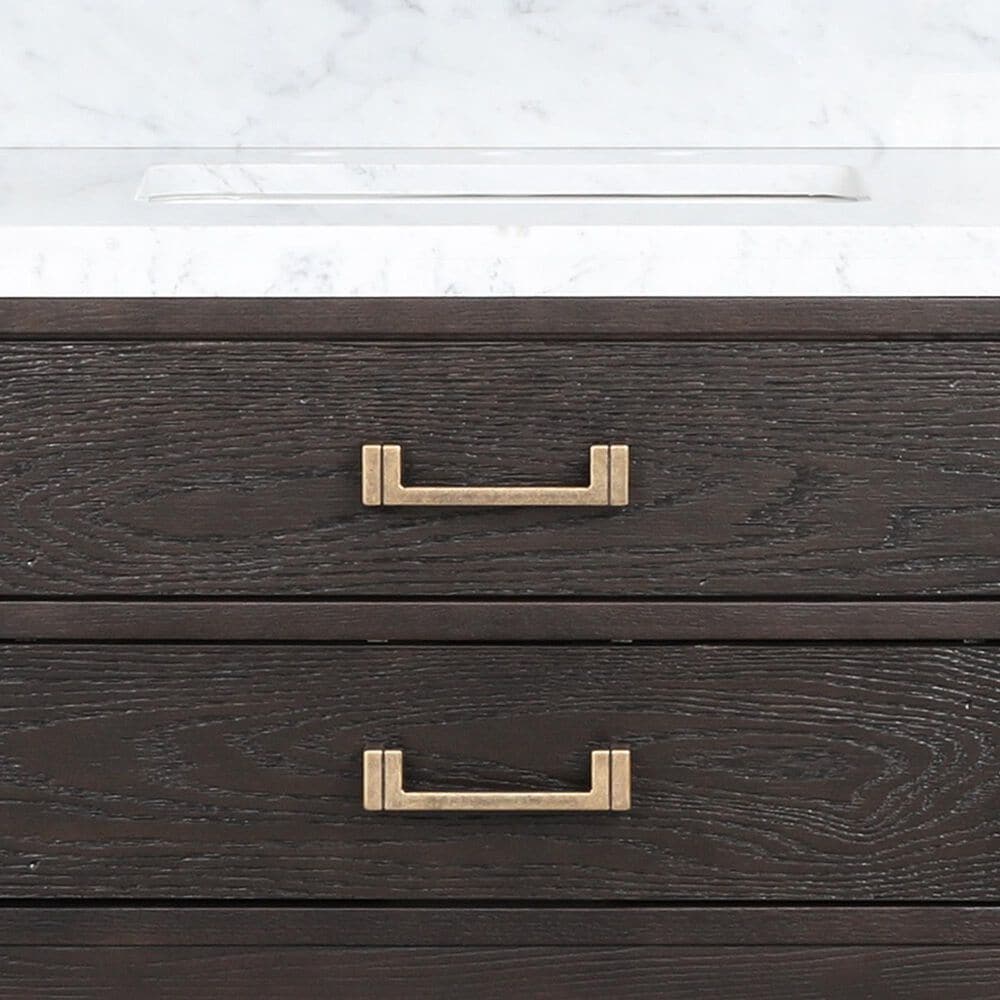 Lexora Home Norwalk 48&quot; Single Bathroom Vanity in Brown Oak with White Carrara Marble Top  and Rectangle Sink, , large