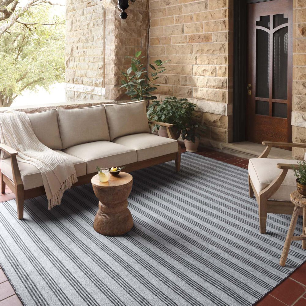 Magnolia Home Charlie Dove and Charcoal 5&#39; x 7&#39;6&quot; Indoor/Outdoor Area Rug, , large