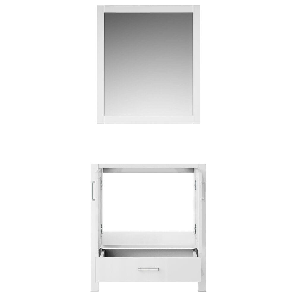 Lexora Home Jacques 30&quot; Single Bathroom Vanity Cabinet Only in White and 28&quot; Mirror, , large