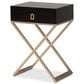 Baxton Studio Patricia 1-Drawer End Table in Black and Brass, , large