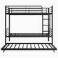Hearth and Haven Twin Metal Bunk Bed with Trundle Ladder and Full-Length Guardrail in Black, , large