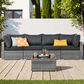 HOMLUX 5-Piece Patio Conversation Set with Grey Wicker in Black, , large