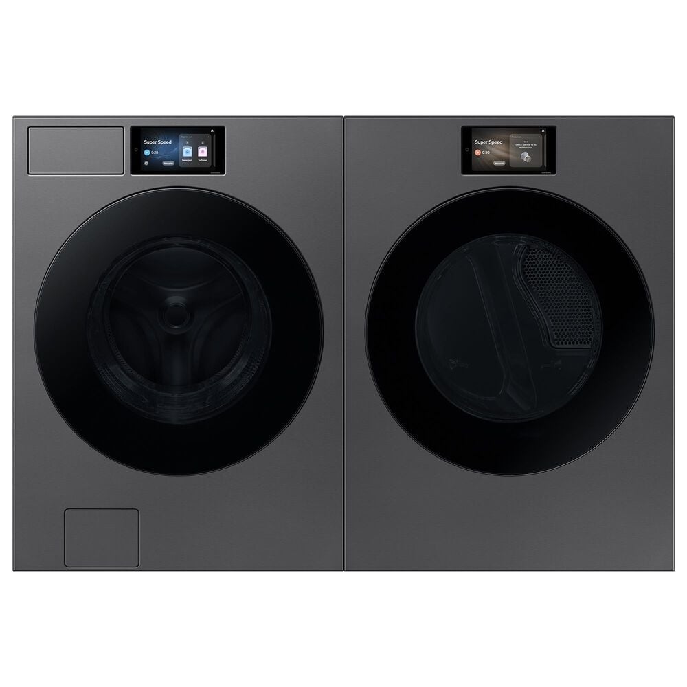 SAMSUNG Bespoke 5.3 Cu. Ft. Front Load Washer and 7.6 Cu. Ft. Front Load Gas Dryer in Dark Steel, , large