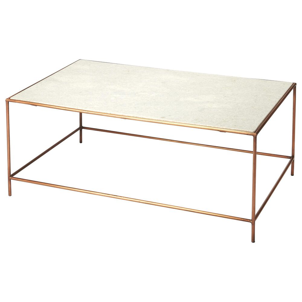 Butler Copperfield Coffee Table in Rose Gold Marble and Metal, , large