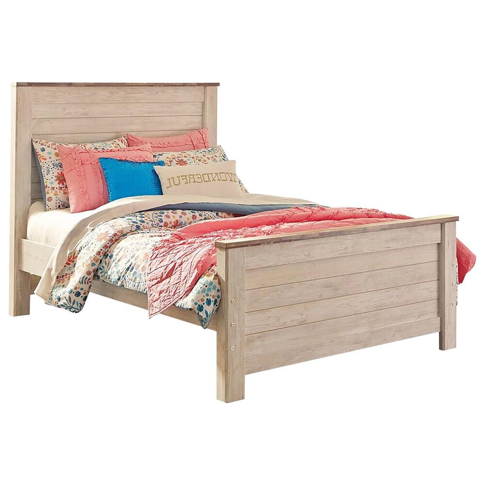 Signature Design by Ashley Willowton Full Panel Bed in Whitewash, , large