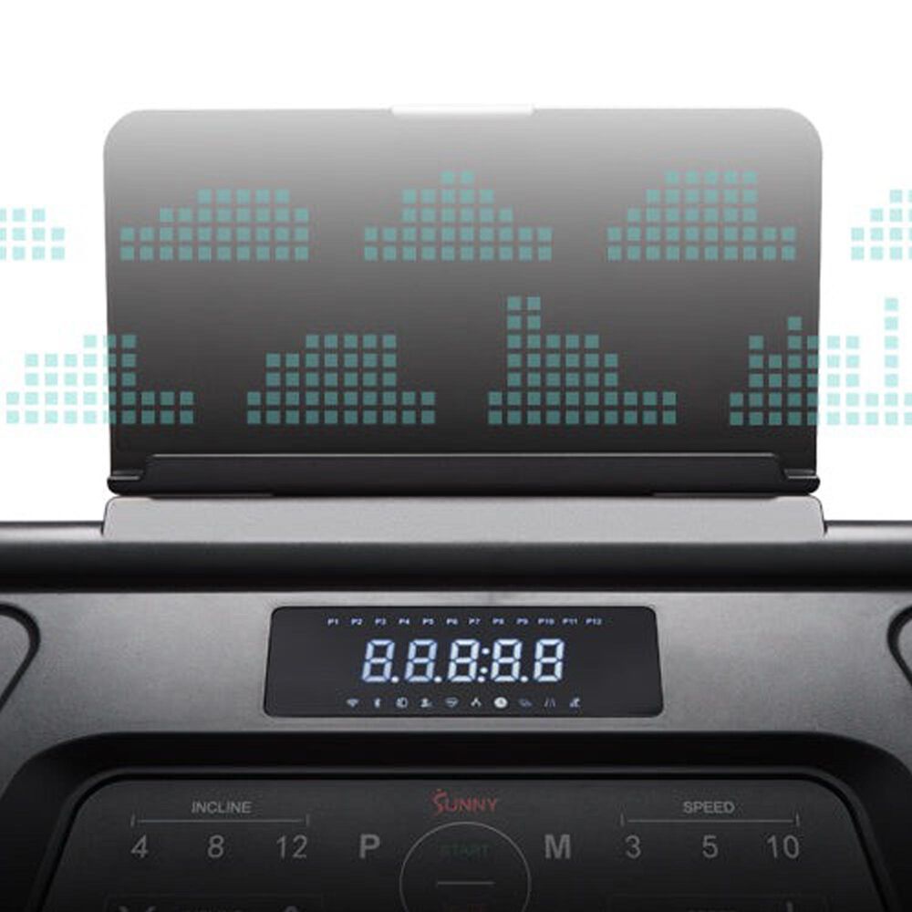 Sunny Health &amp; Fitness Pace 500 Smart Auto Incline Folding Treadmill in Black, Grey and Red, , large