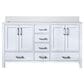 Lexora Home Jacques 60" Double Bathroom Vanity in White with 2 cm White Quartz Top and Rectangular Sinks, , large