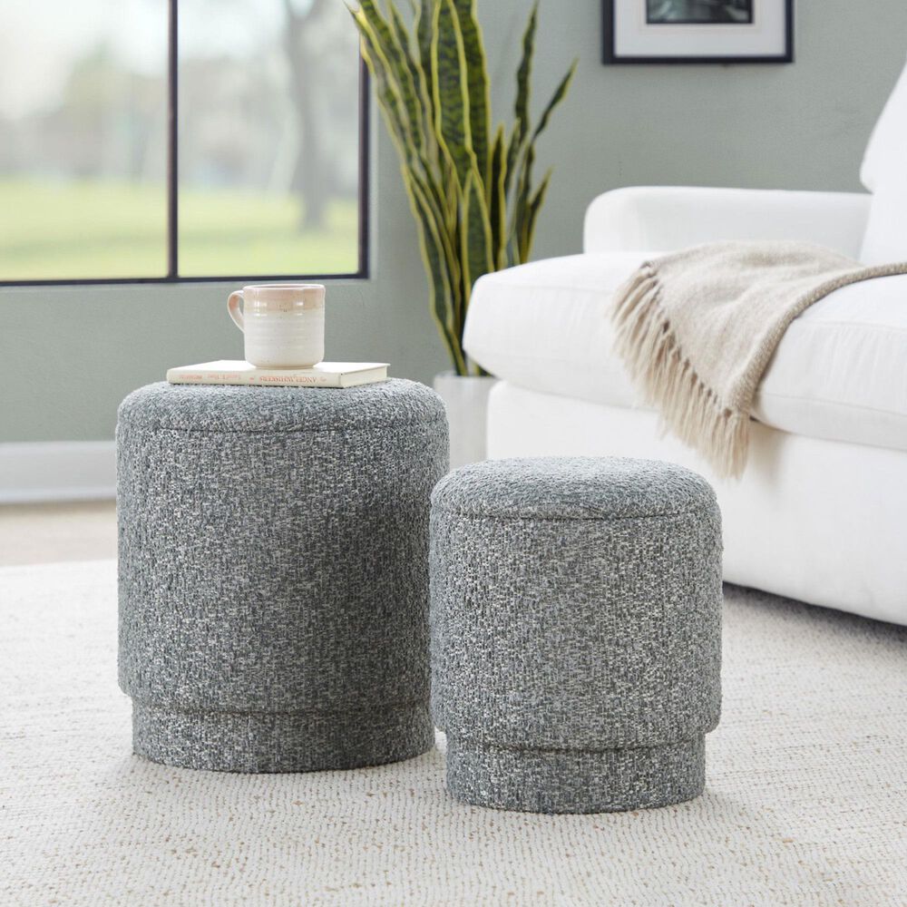 Lumisource Marla 2-Piece Upholstered Ottoman Set in Light Green, , large