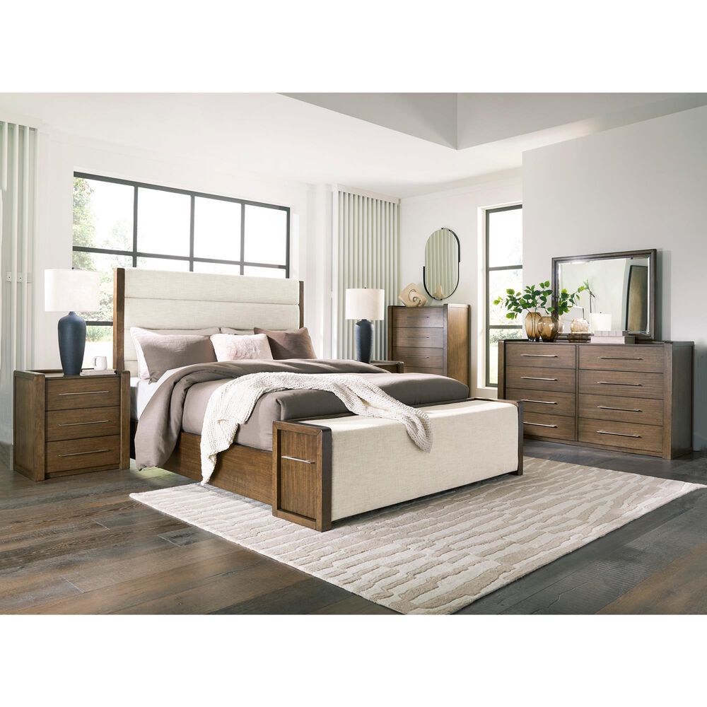 Ashley Marxmore King Upholstered Storage Bed with Two Nightstands in Brown, , large