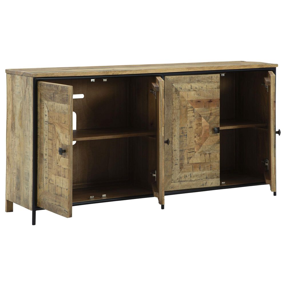 Ashley Camney Accent Cabinet in Distressed Light Brown and Black, , large