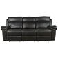 Fan Creek Manual Reclining Sofa with Drop Down Table in Black, , large