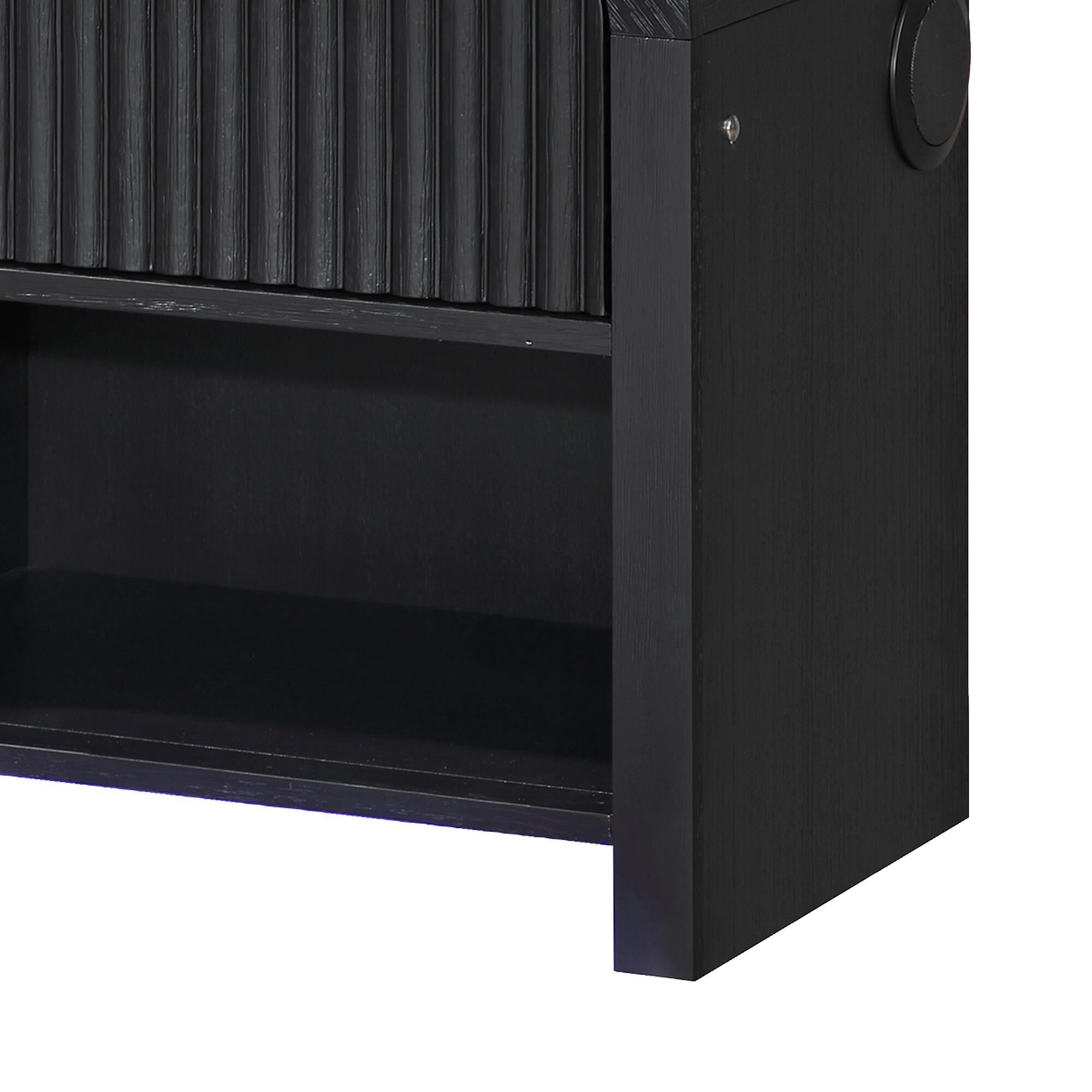 Modern Market Beckett Nightstand in Black Finish with LED and Speakers