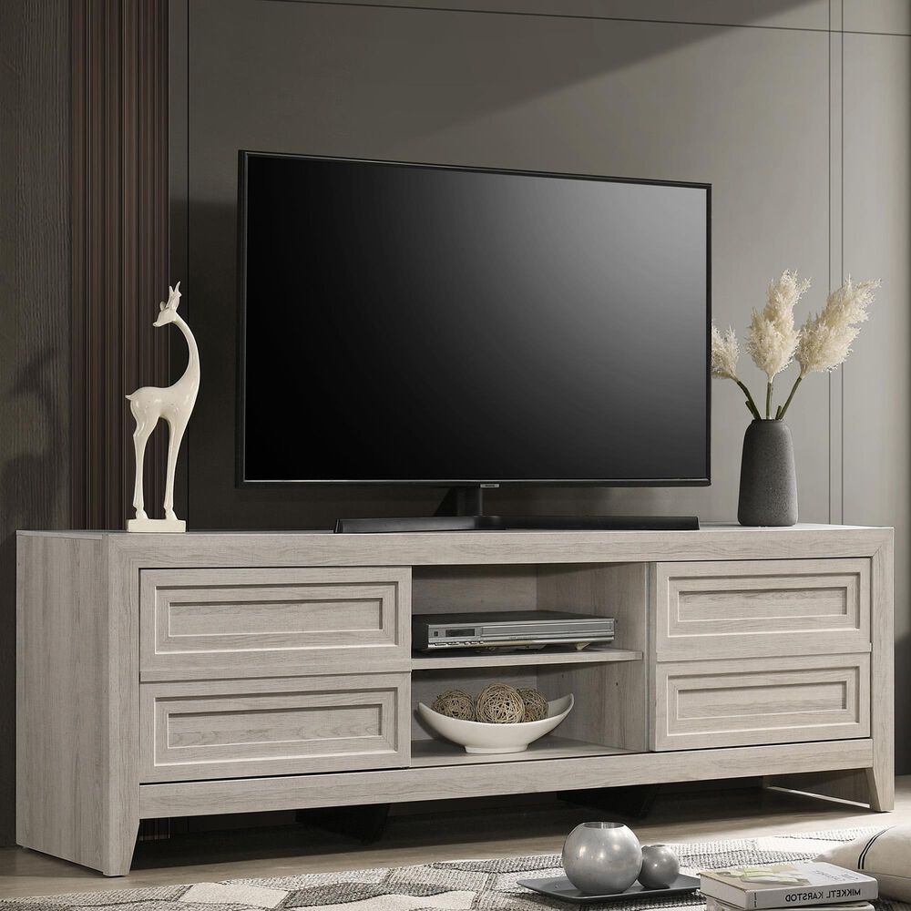 Crown Mark Lorraine 72" TV Stand in Antique White, , large