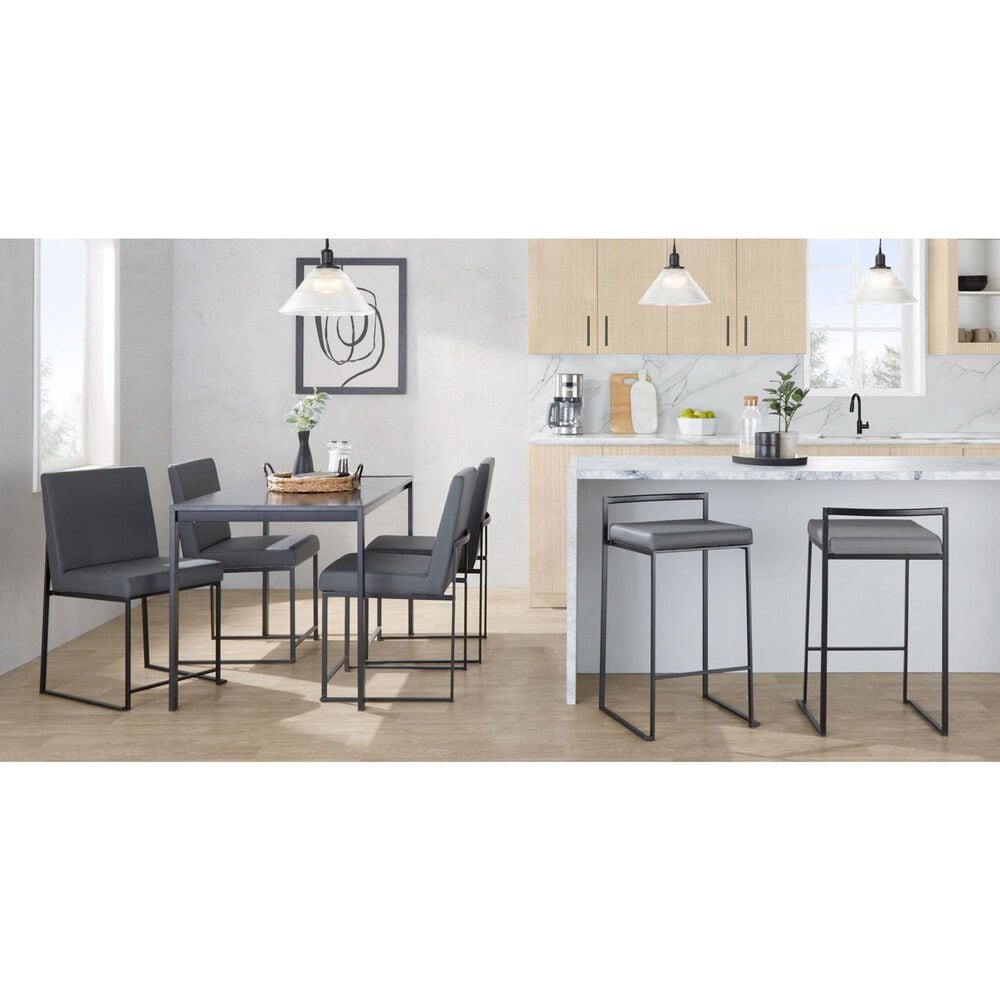 LumiSource Fuji Side Chair with Grey Cushion in Black (Set of 2), , large