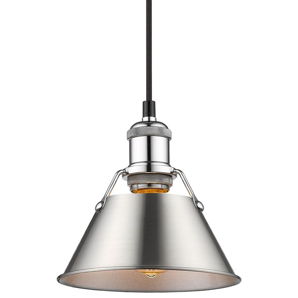 Golden Lighting Orwell 1-Light Small Pendant with Pewter Shade in Chrome, , large