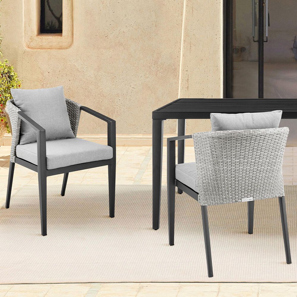 Blue River Palma Outdoor Dining Chair with Dark Grey Cushion in Black and Grey (Set of 2), , large