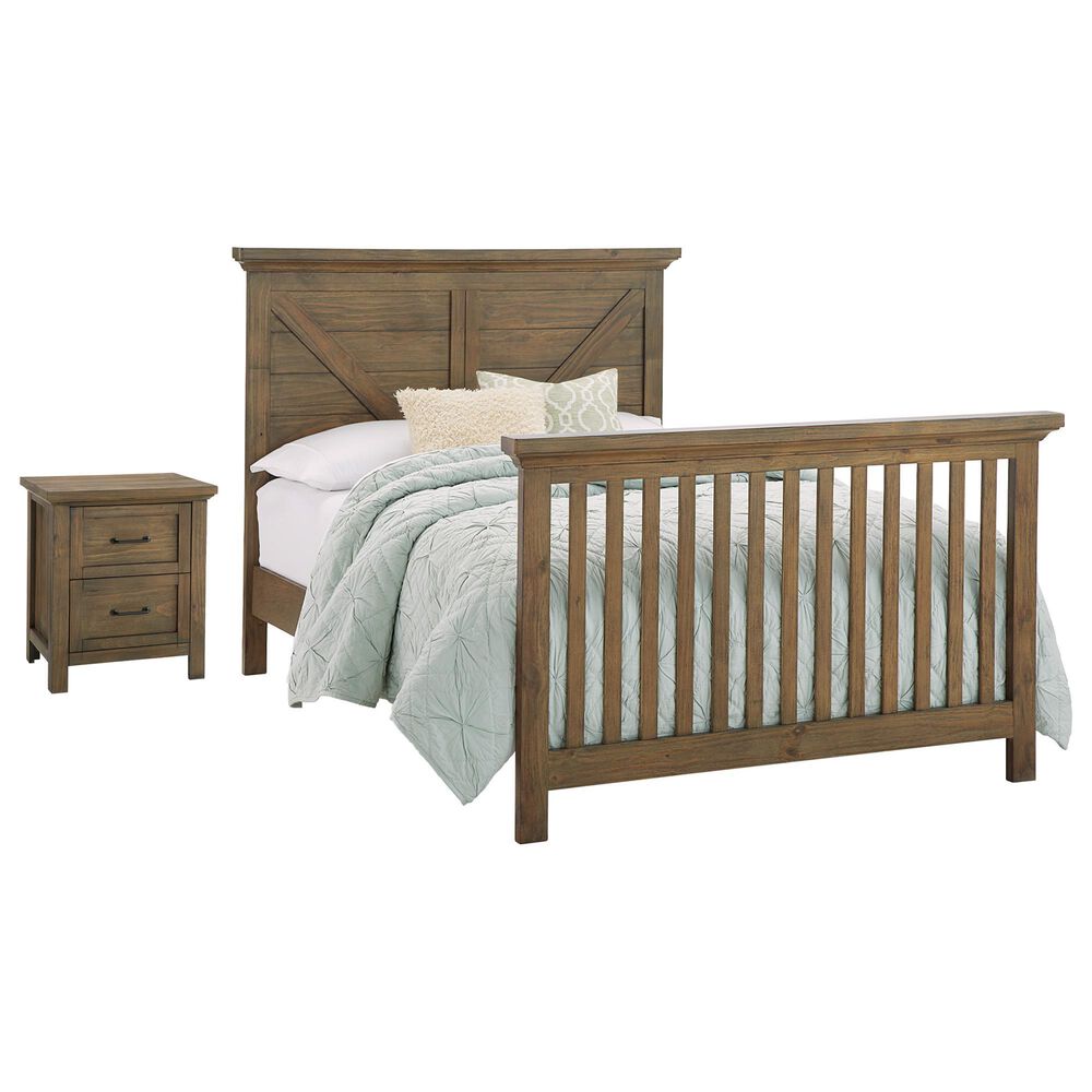 Eastern Shore Westfield Full Panel Platform Panel Bed and Nightstand in Harvest Brown, , large