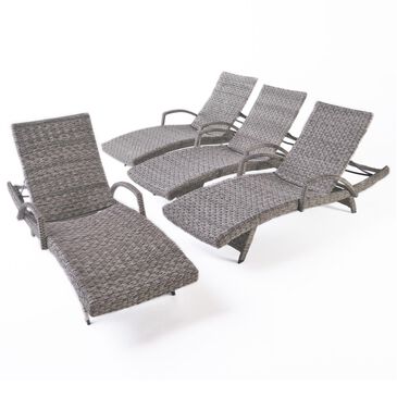Noble House Crete Patio Chaise Lounge in Gray (Set of 4), , large