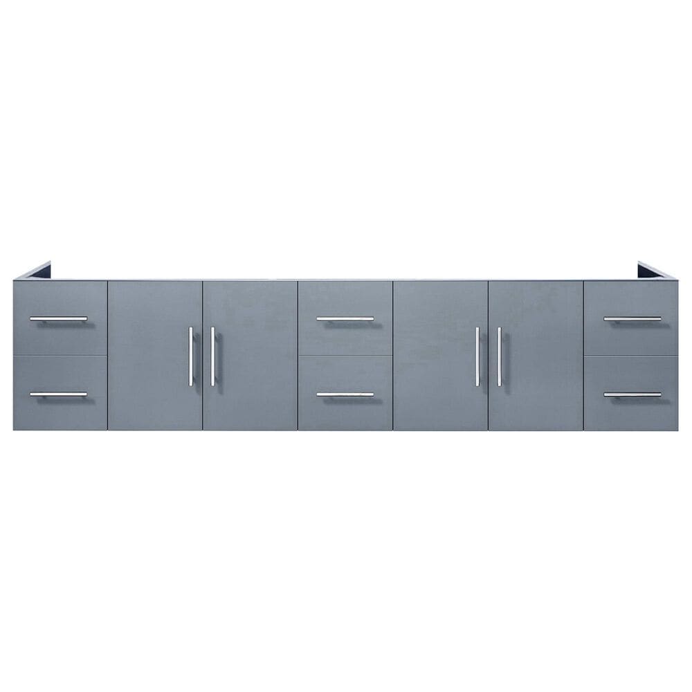 Lexora Home Geneva 84&quot; Double Bathroom Vanity in Dark Grey with 2 cm White Carrara Marble Top and Rectangular Sinks, , large