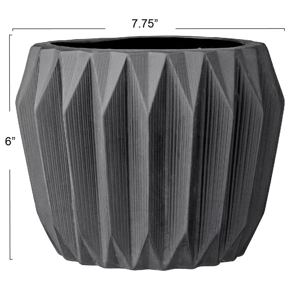 Creative Coop Round Fluted Planter in Matte Grey, , large