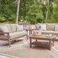 Ashley Grover Beach Outdoor Loveseat with Cushion in Driftwood, , large