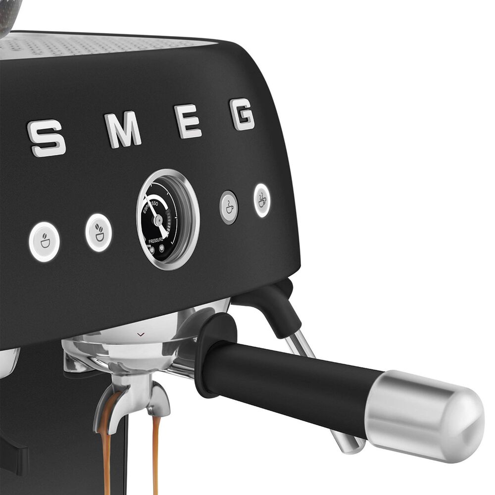 SMEG Espresso Manual Coffee Machine with Grinder in Matte Black, , large