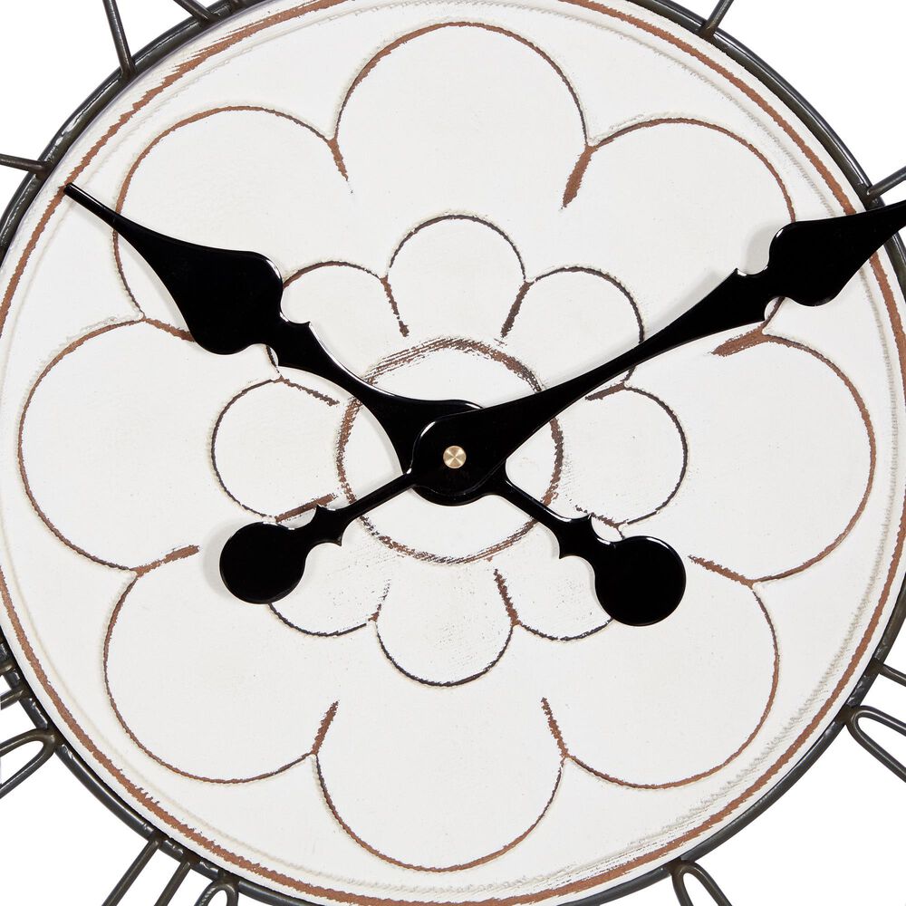 Maple and Jade 32&quot; Wall Clock in Light Brown and White, , large