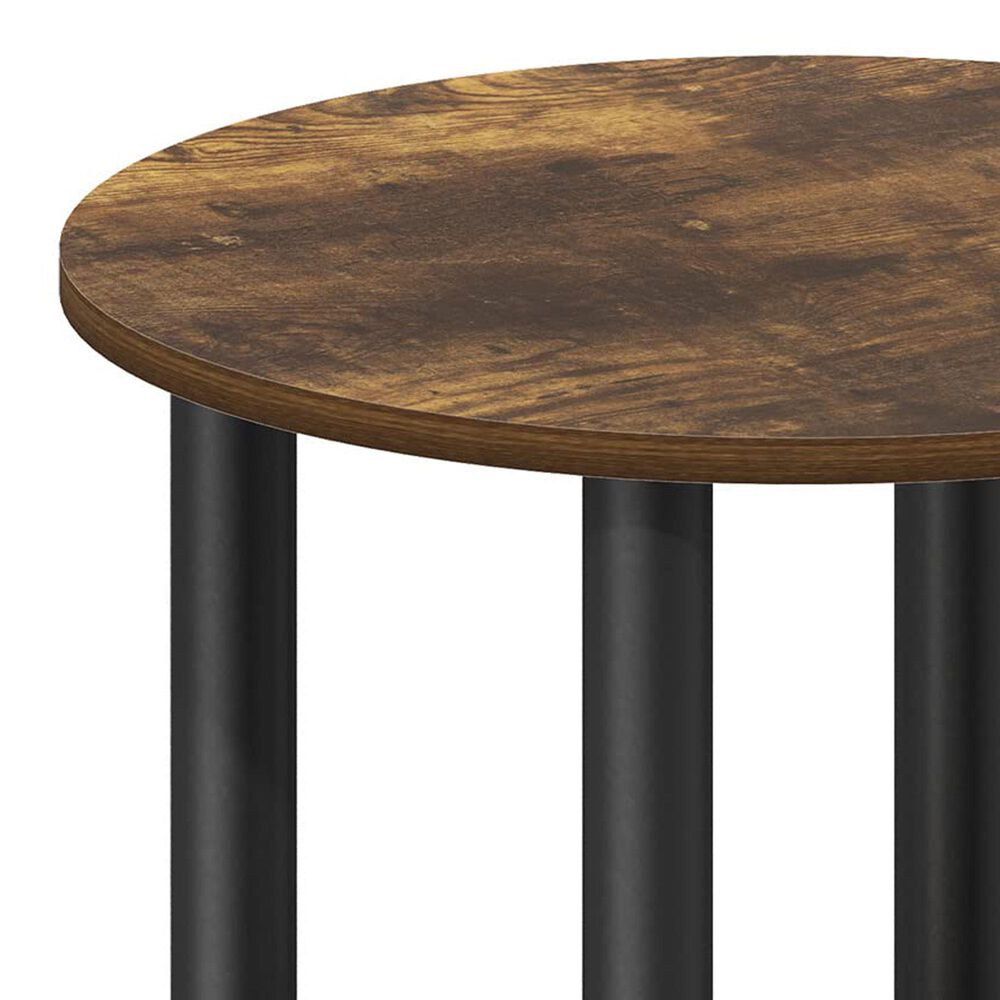 HOMLUX 2-Tier Round End Table in Amber Pine and Black, , large