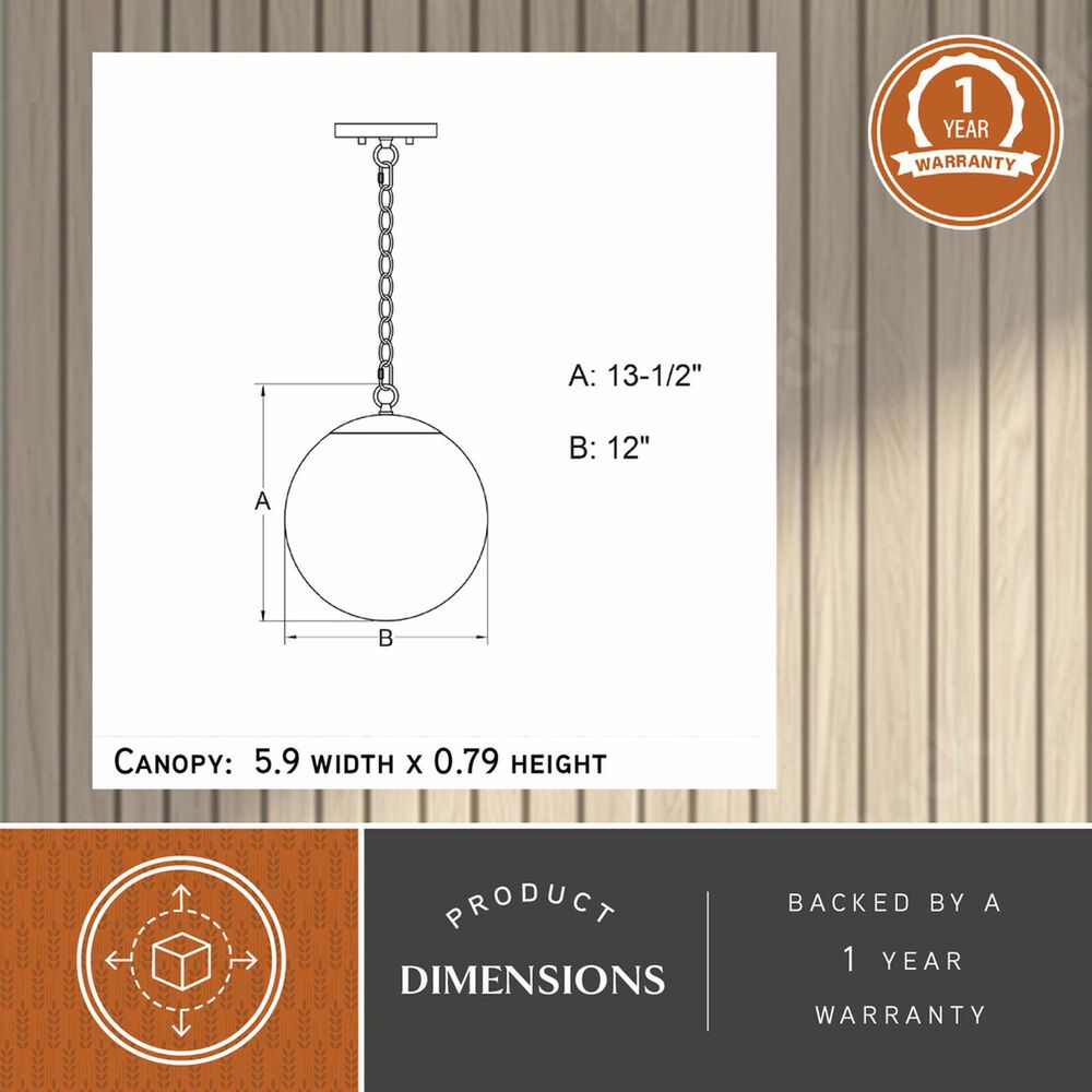 Vaxcel International Co. Ltd. Linden 1-Light Pendant in Muted Brass, , large