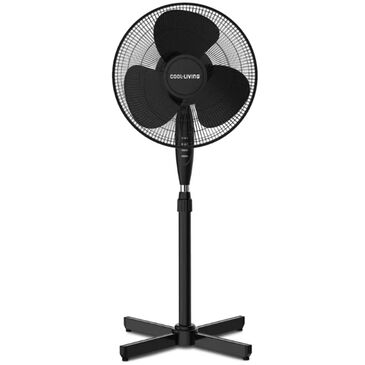 Cool-Living 16" 3-Speed Oscillating Pedestal Fan with Adjustable Height & Tilt in Black, , large