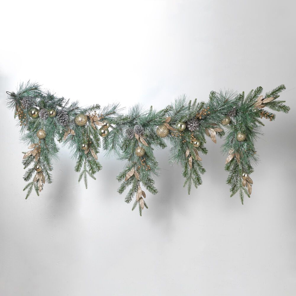 The Gerson Company 72" Holiday Pine and Pinecone Garland with Dropping Branches in Green, , large