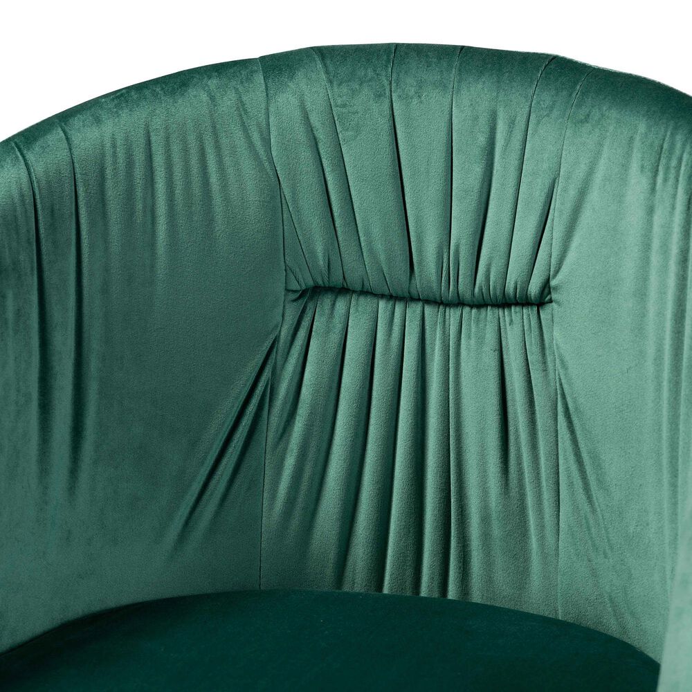 Baxton Studio Ballard Arm Chair with Green Velvet Upholstered in Gold, , large